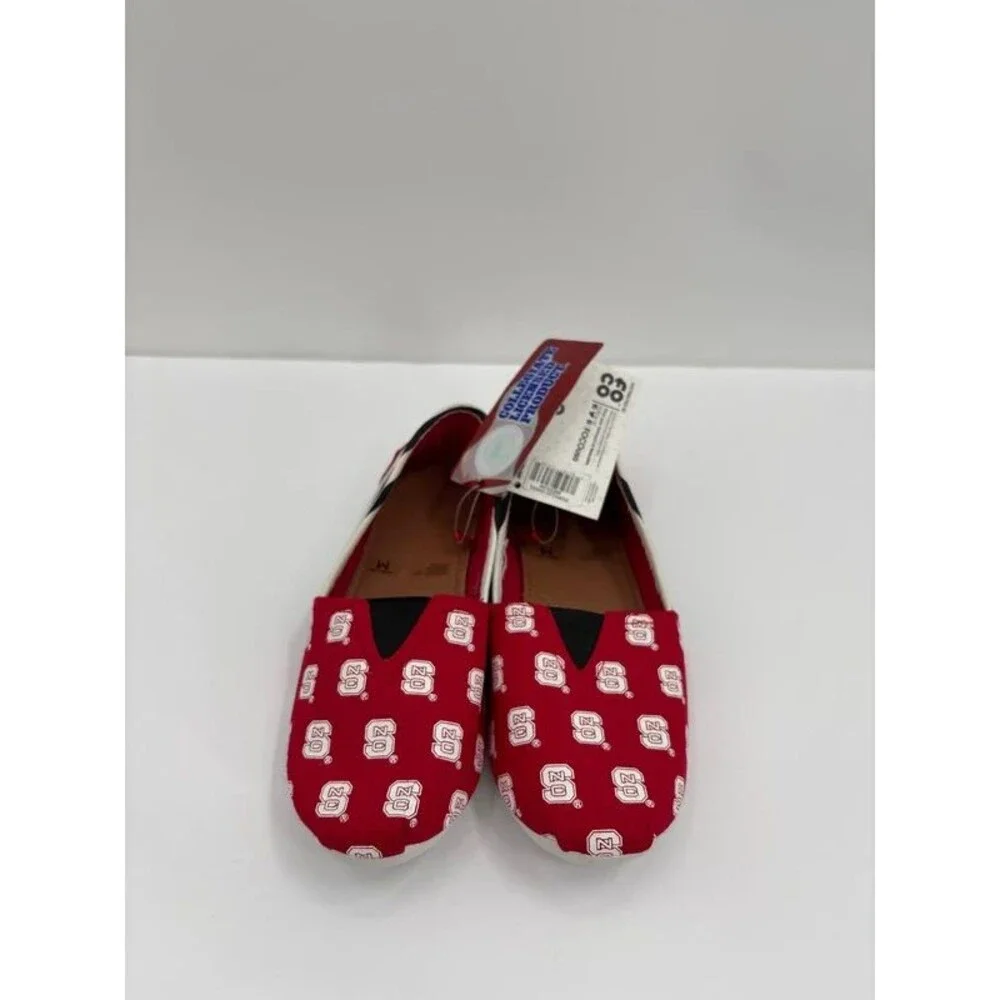 Foco NC State Wolfpack Womens Size 8 Stripe Canvas Shoes NCAA Slip On New